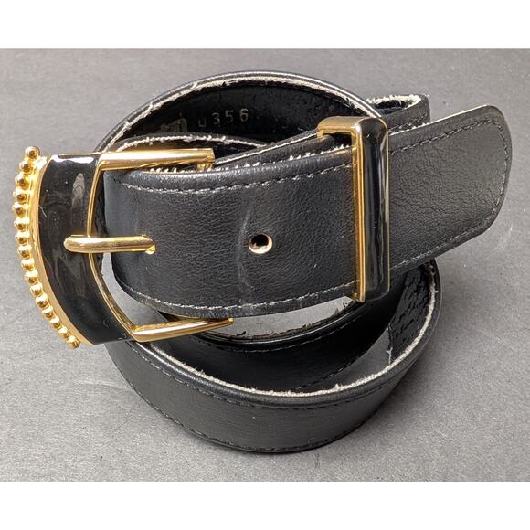 Vtg St. John Gold On Black Belt 4356 WOMENS SIZE 8 Statement Fashion Dressy